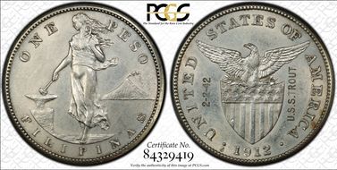 1912-S Peso KM-172  Ag N1