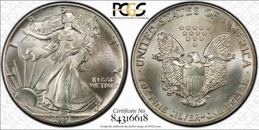 1991 $1 Silver Eagle MS67