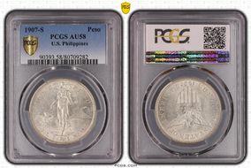 1907-S Peso AU58