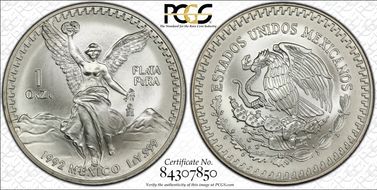 1992-Mo Onza Libertad Ag MS69