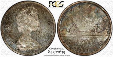 1965 S$1 Type 2 Sm Beads, Bl 5 MS65