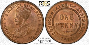 1913 (L) 1D MS64+ RB