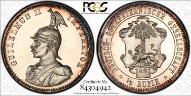 1891 1/2 Rup J-712 PR64