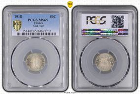 1918 50C Gad-420 F-190 MS65