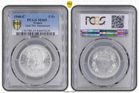 1946-C 5 Fr Gad-766 F-339 Al MS65