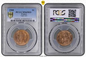 1908 5C Gad-165 F-119 MS65RD