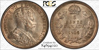 1905 5C Wide Date MS63