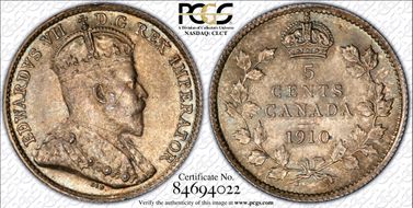 1910 5C Pointed Leaves MS64