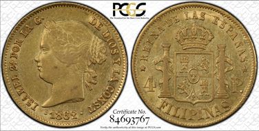 1862 4 Peso KM-144 AU50