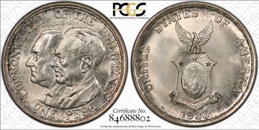 1936-M Peso Roosevelt-Quezon KM-177  Ag MS66