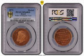 1871 Medal Pedro II Belgium Visit SP64RD