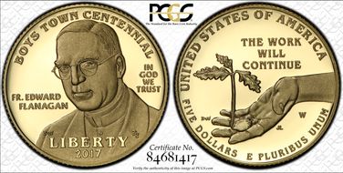 2017-W $5 Boys Town PR70DCAM