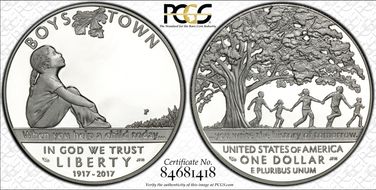 2017-P $1 Boys Town PR70DCAM