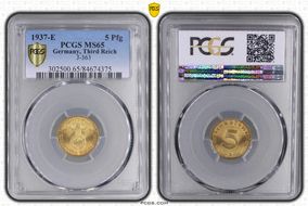 1937-E 5 Pfg J-363 MS65