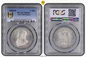 1908-D 3 Mk J-152 MS66