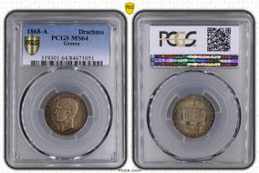 1868-A Drachma KM-38  Ag MS64
