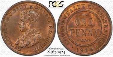1924 1D English obverse MS64RB