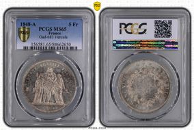 1848-A 5 Fr Gad-683 F-326 Hercule MS65