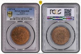 1872-K 10C Gad-265a F-135 MS63RB