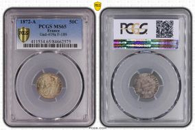 1872-A 50C Gad-419a F-189 MS65