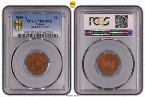 1855-A 2C Gad-103 Ancre F-107 MS64RB