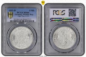 1932-D 5 Mk Oak Tree J-331 MS66