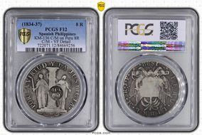 (1834-37) 8 R KM-136 C/M on Peru 8R F12