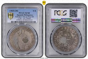 (1832-34) 8 R KM-83 C/M on Peru 8R XF40