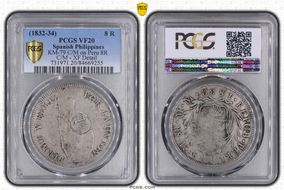 (1832-34) 8 R KM-79 C/M on Peru 8R VF20