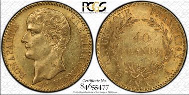 AN XI-A (1802) 40 Fr Gad-1080 Sans Olive AU58