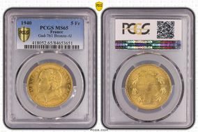 1940 5 Fr Gad-761 F-337 Br-Al MS65