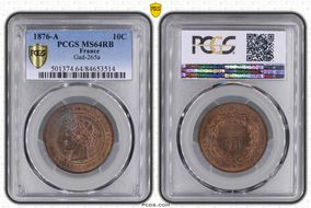 1876-A 10C Gad-265a F-135 MS64RB