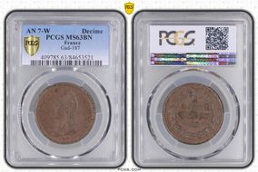 AN 7-W (1798) Decime Gad-187 F-129 MS63BN