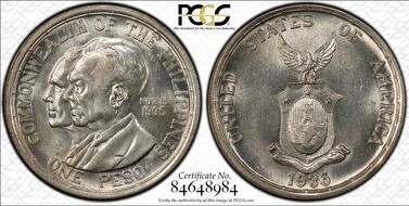 1936-M Peso Murphy-Quezon MS63