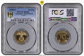 1938-F 10 Pfg J-364 MS66