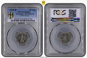 1939-B 50 Pfg J-365 Nickel MS66