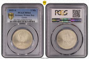 1932-A 3 Mk Goethe J-350 MS64