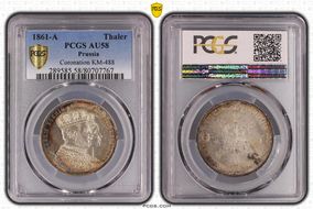 1861-A Thaler Coronation KM-488  Ag AU58