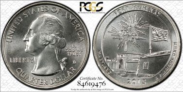 2013-D 25C Fort McHenry NP MS68