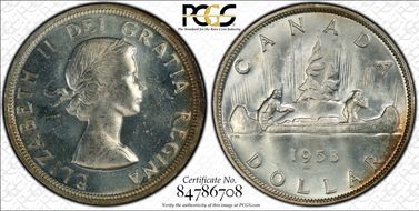 1953 S$1 Strap, SWL MS64