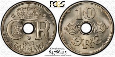 1947 N GJ 10 Øre MS66