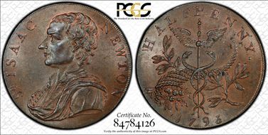 1793 Tk 1/2D DH-1033 Middlesex, Newton MS63BN