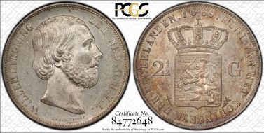 1869 2 1/2 G KM-82  Ag AU58