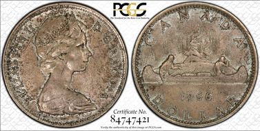 1966 S$1 Large Beads AU55