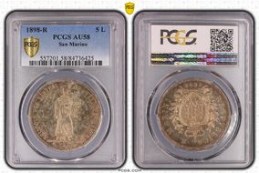 1898-R 5 L KM-6  Ag AU58