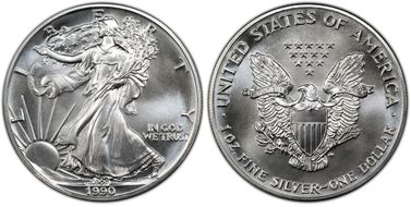 1990 $1 Silver Eagle MS70
