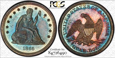 1865 25C PR64CAM