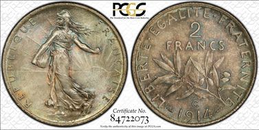 1914-C 2 Fr Gad-532 F-266 MS66