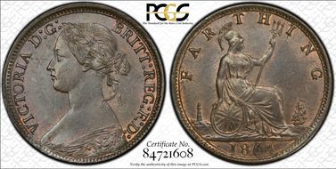 1864 1/4D S-3958 Bun Head MS64BN