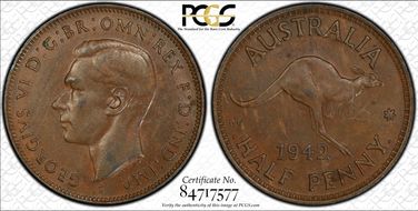 1942-I 1/2D Long Reverse Denticles AU55BN